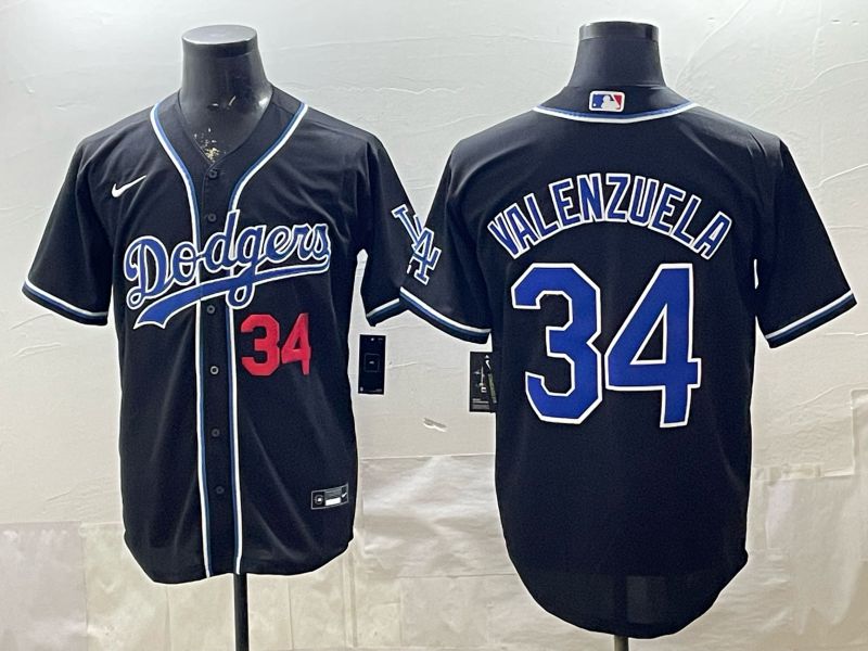2026 Men Nike Los Angeles Dodgers #34 Valenzuela Black Game MLB Jersey 0010